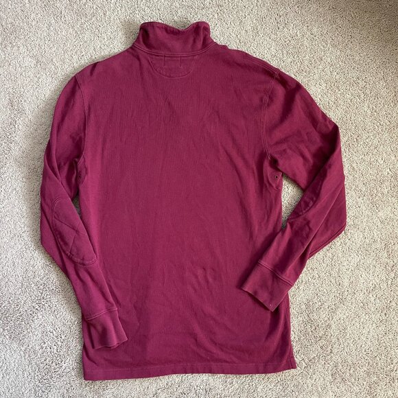 J Crew Reimagined Vintage Inspired 1/4 zip Elbow Patches Mens M TALL Preppy Red - Picture 9 of 9